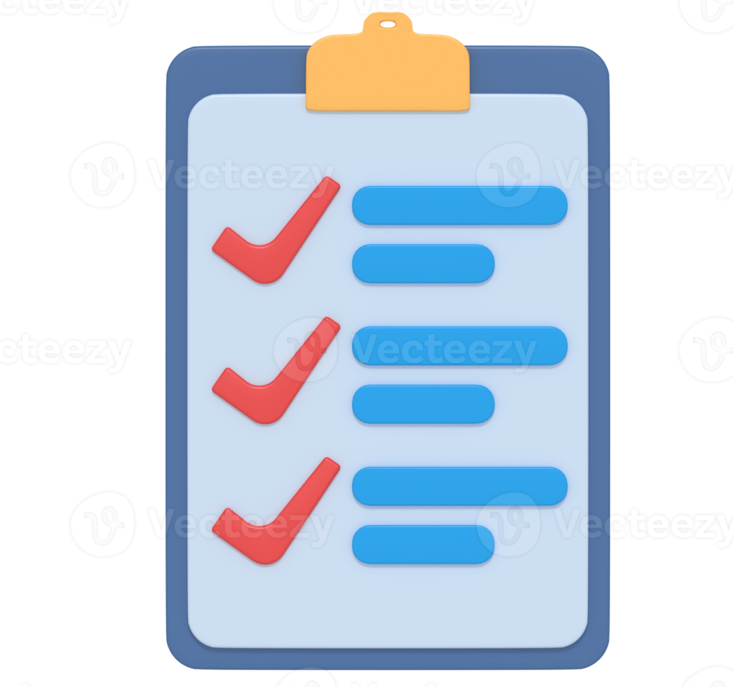 3d icon of digital marketing data checklist png