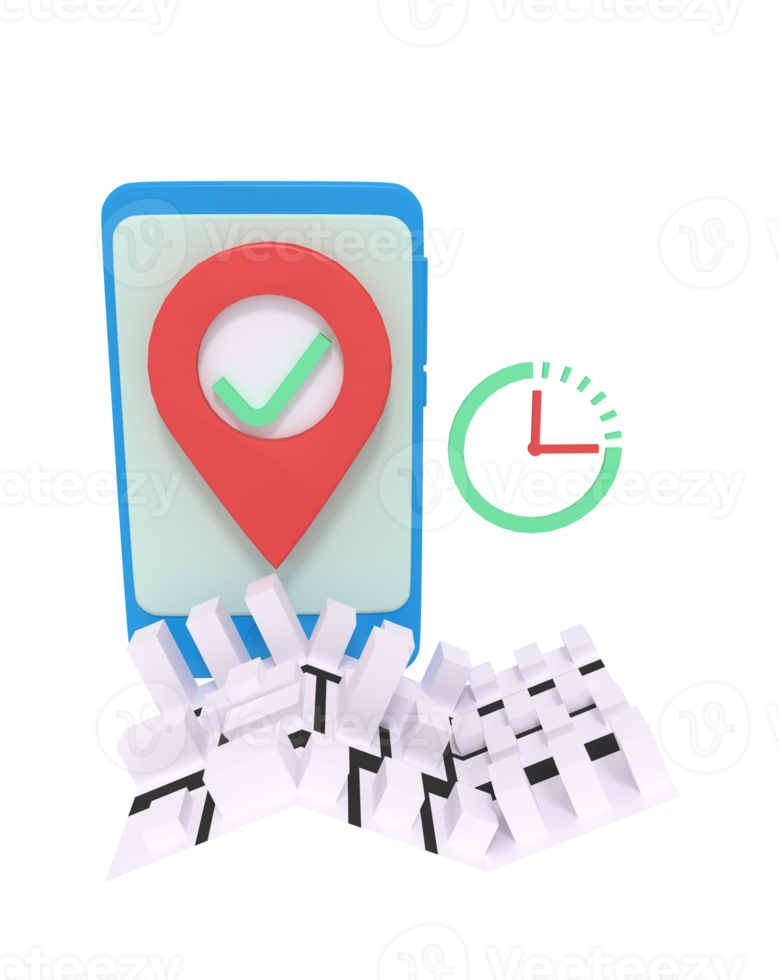 3d rendering of fast delivery location in phone png