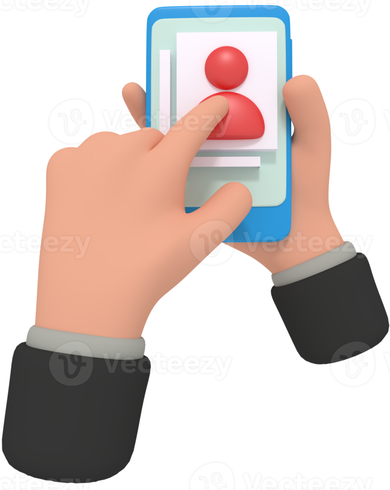 3d illustration of holding phone with change account image app png