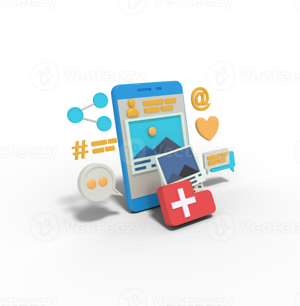 3d illustration of collection picture in my profile on phone png
