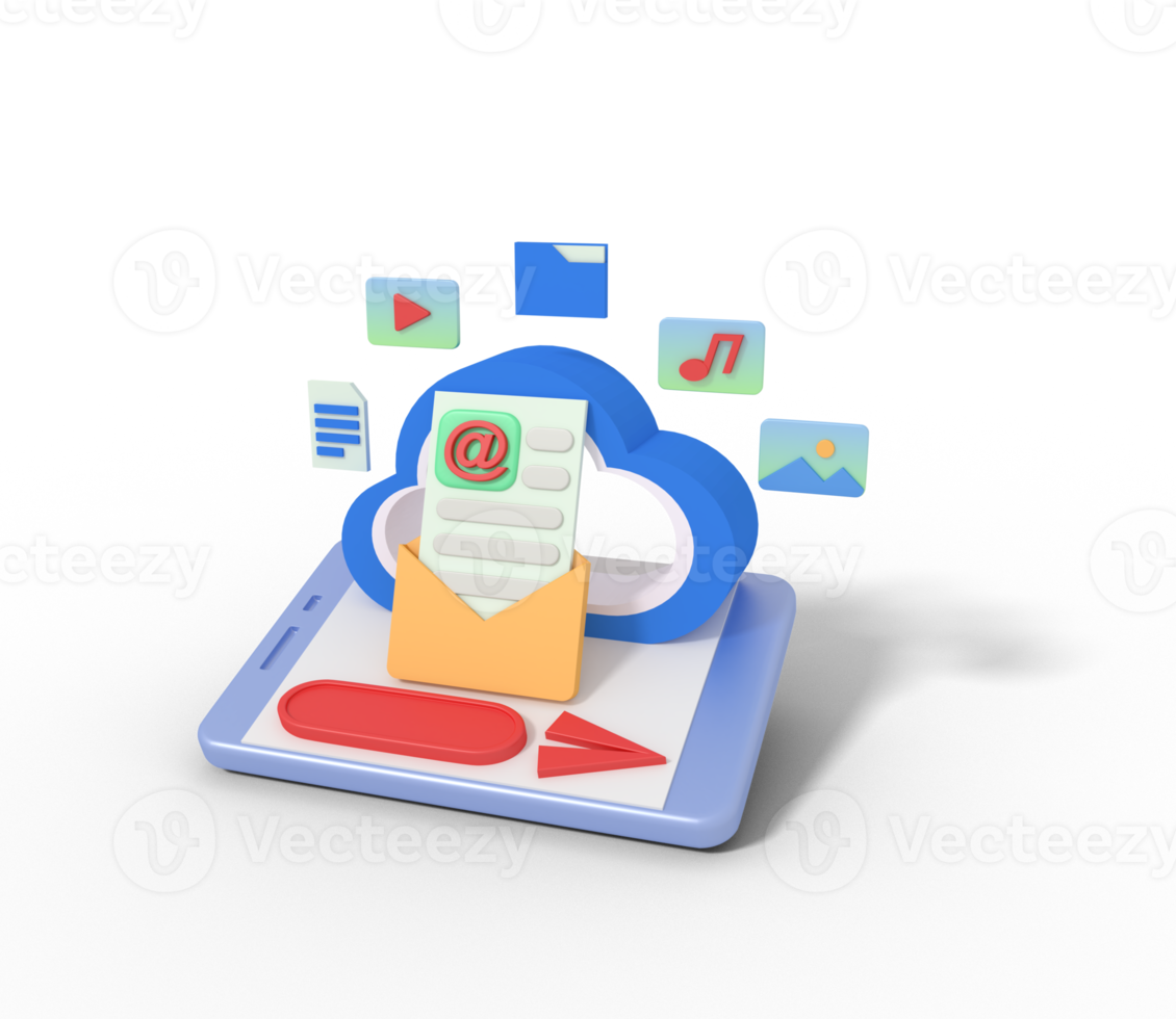 3d illustration of file transfer to cloud storage png