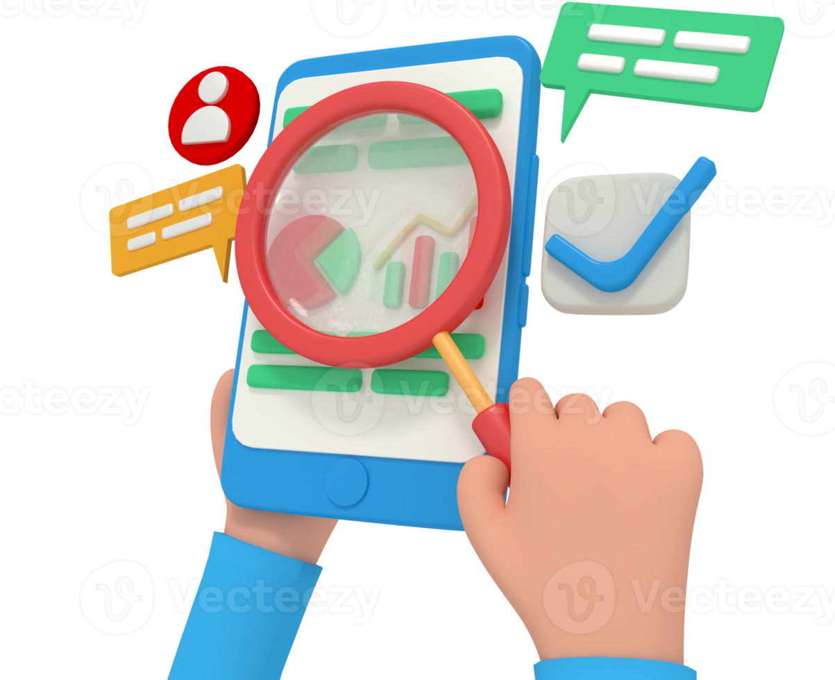 3d illustration of analysis SEO business png
