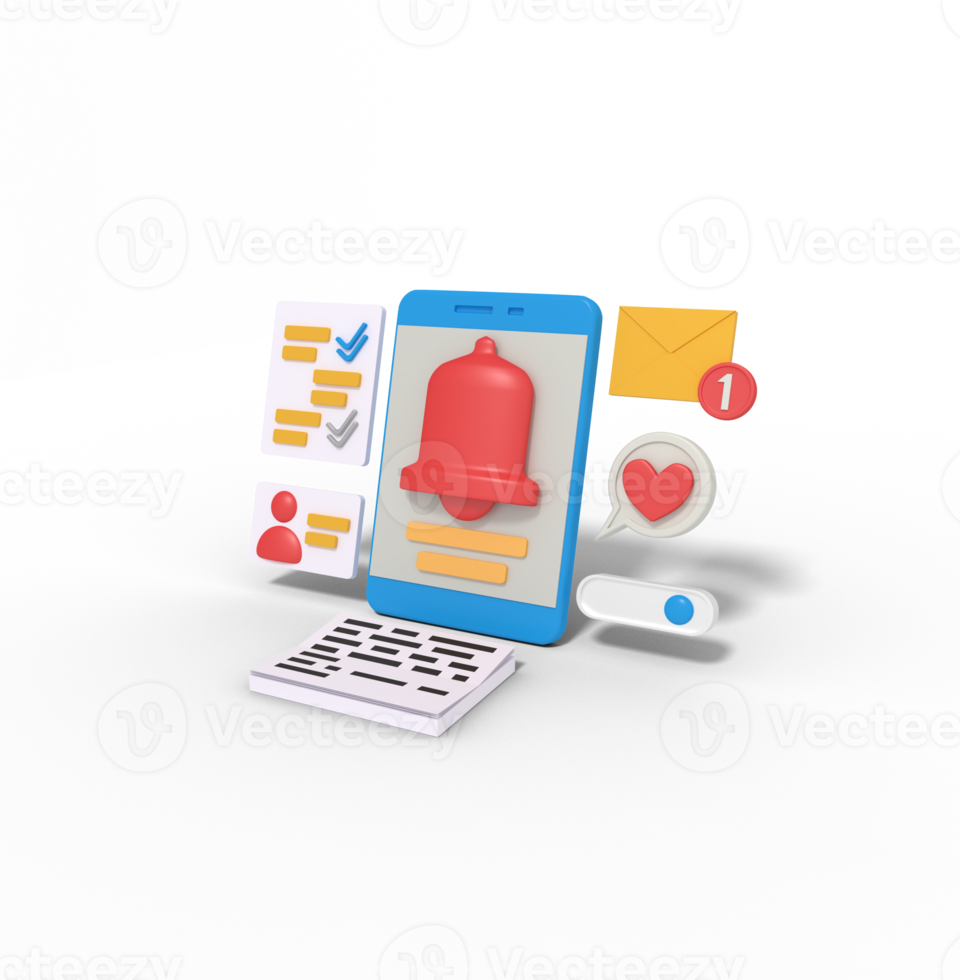 3d modeling of notification social media chating png