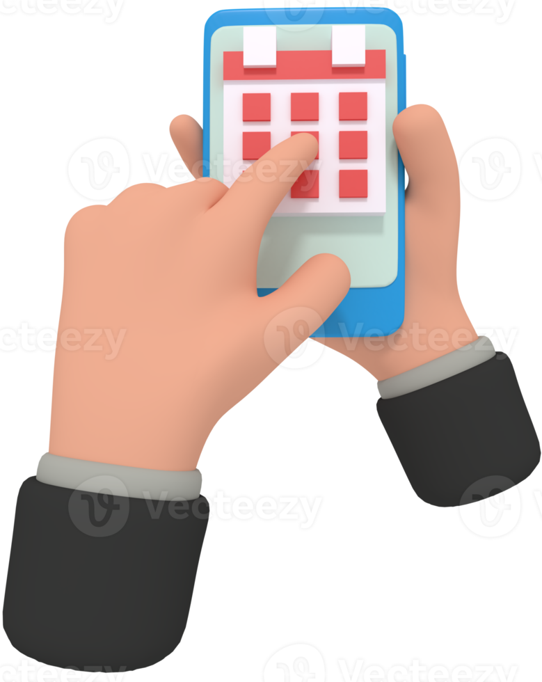 3d illustration av innehav telefon med kalender app png