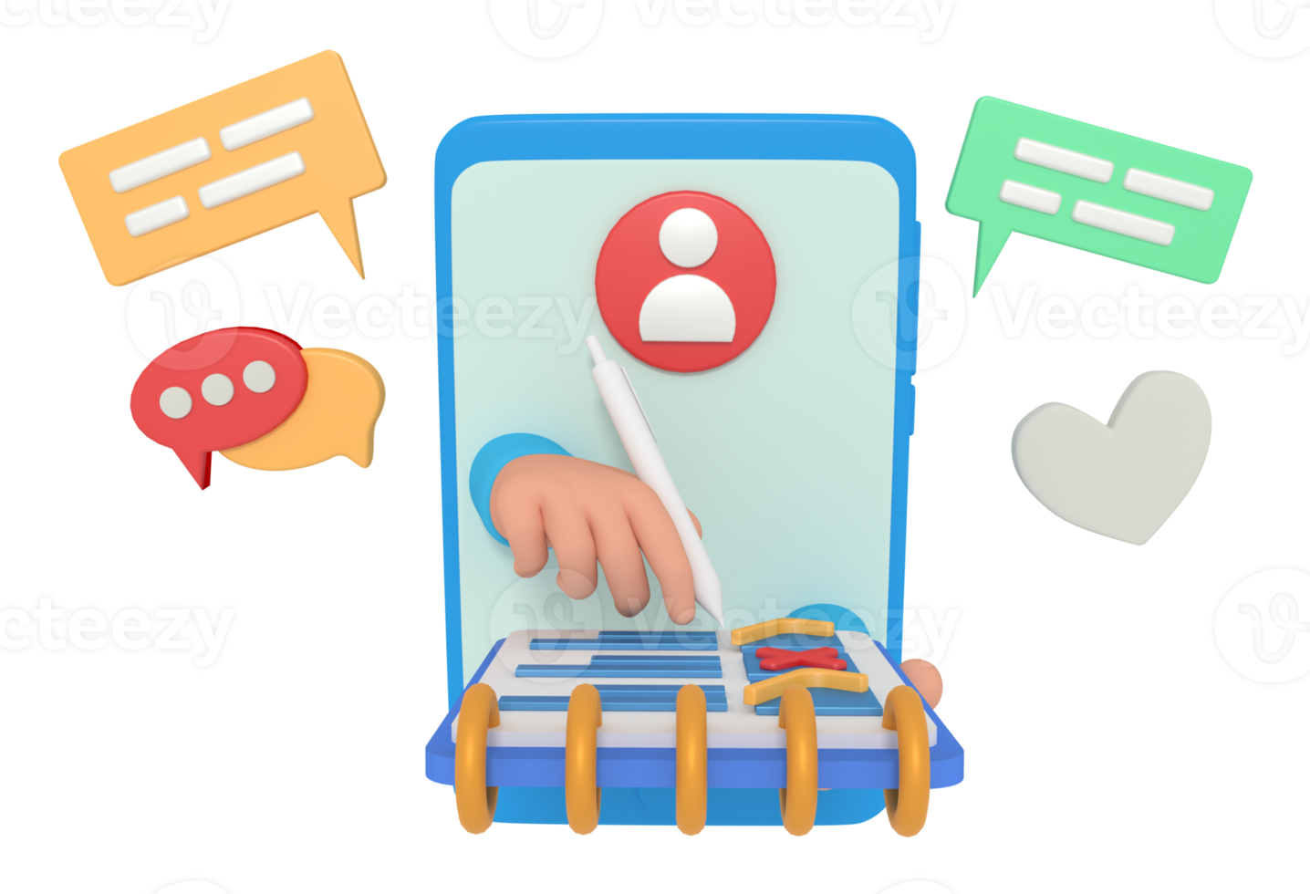 3d illustration of tick and uncheck in phone png