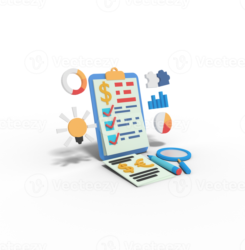 3d illustration of business planning invest and strategy png