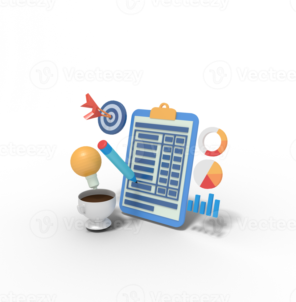 3d illustration of Business planning idea png
