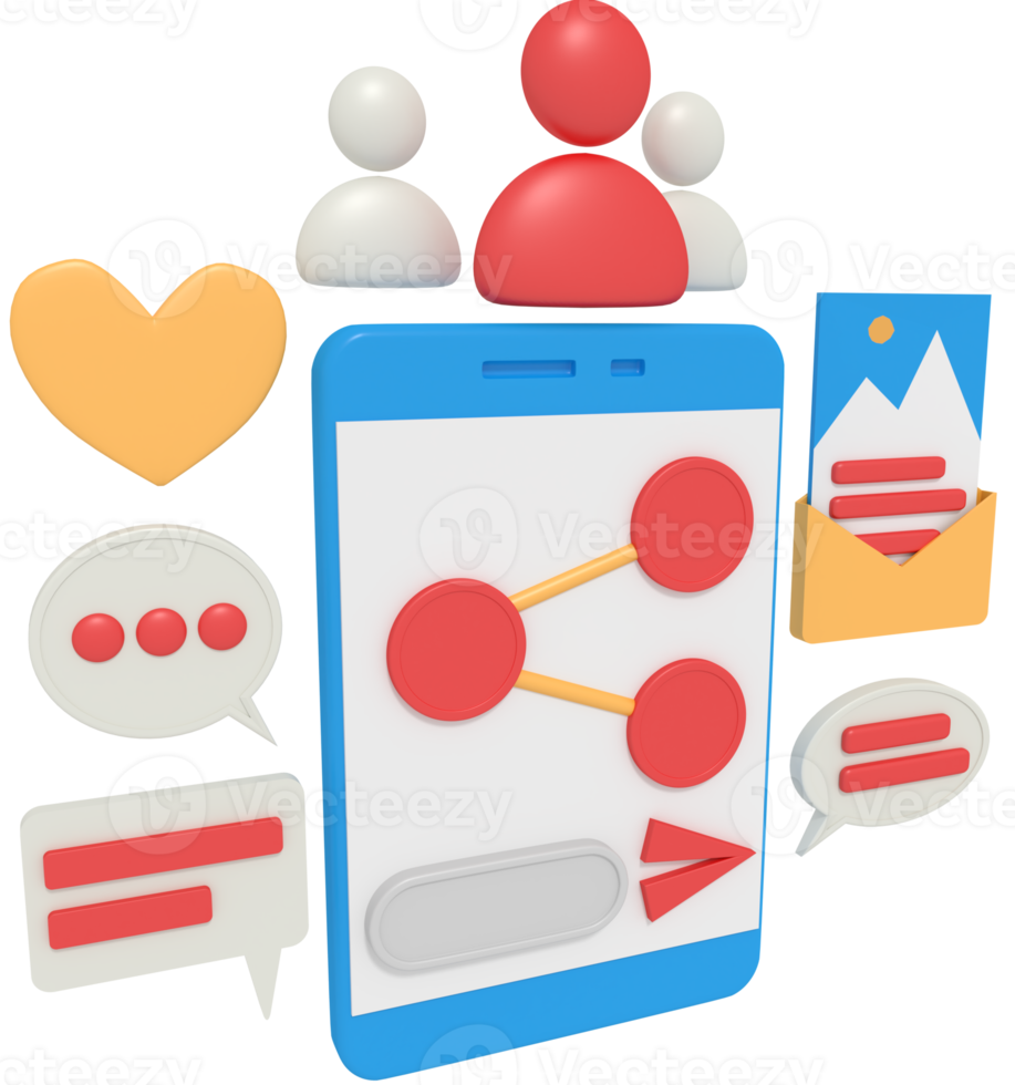 3d illustration of share article in social media png