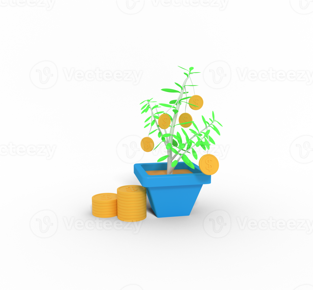 3d illustration of growing investment plant png