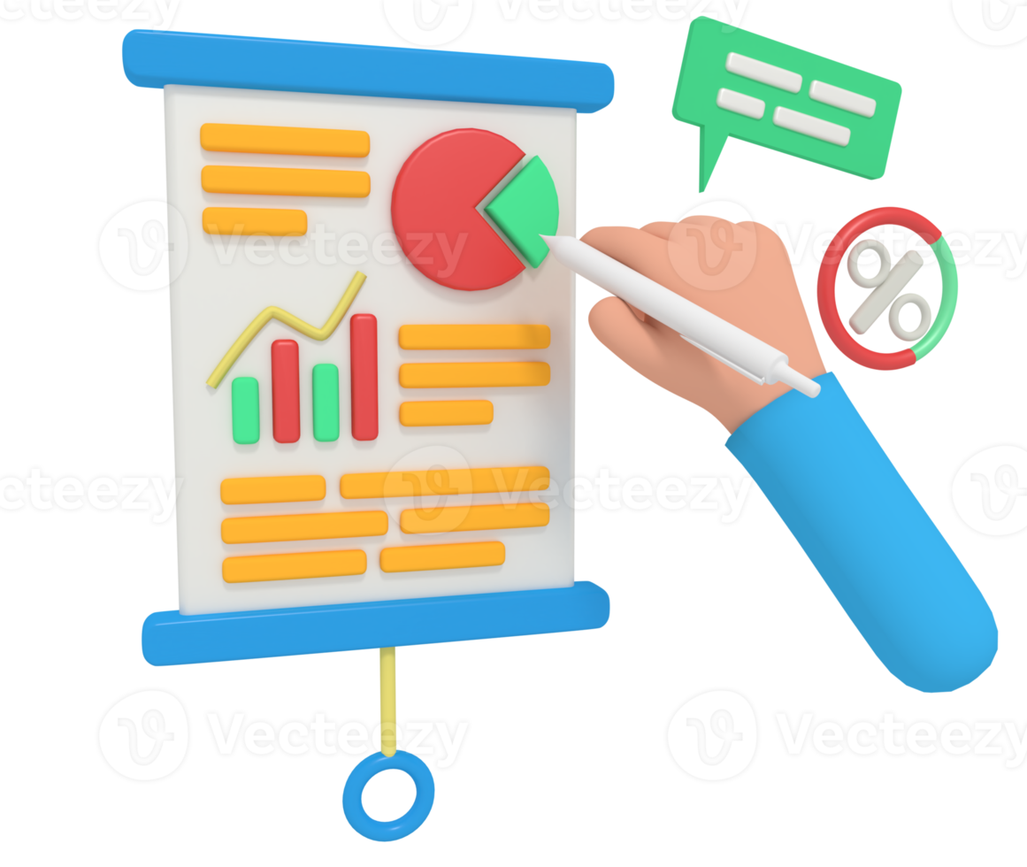 Présentation du rapport d'activité d'illustration 3d png