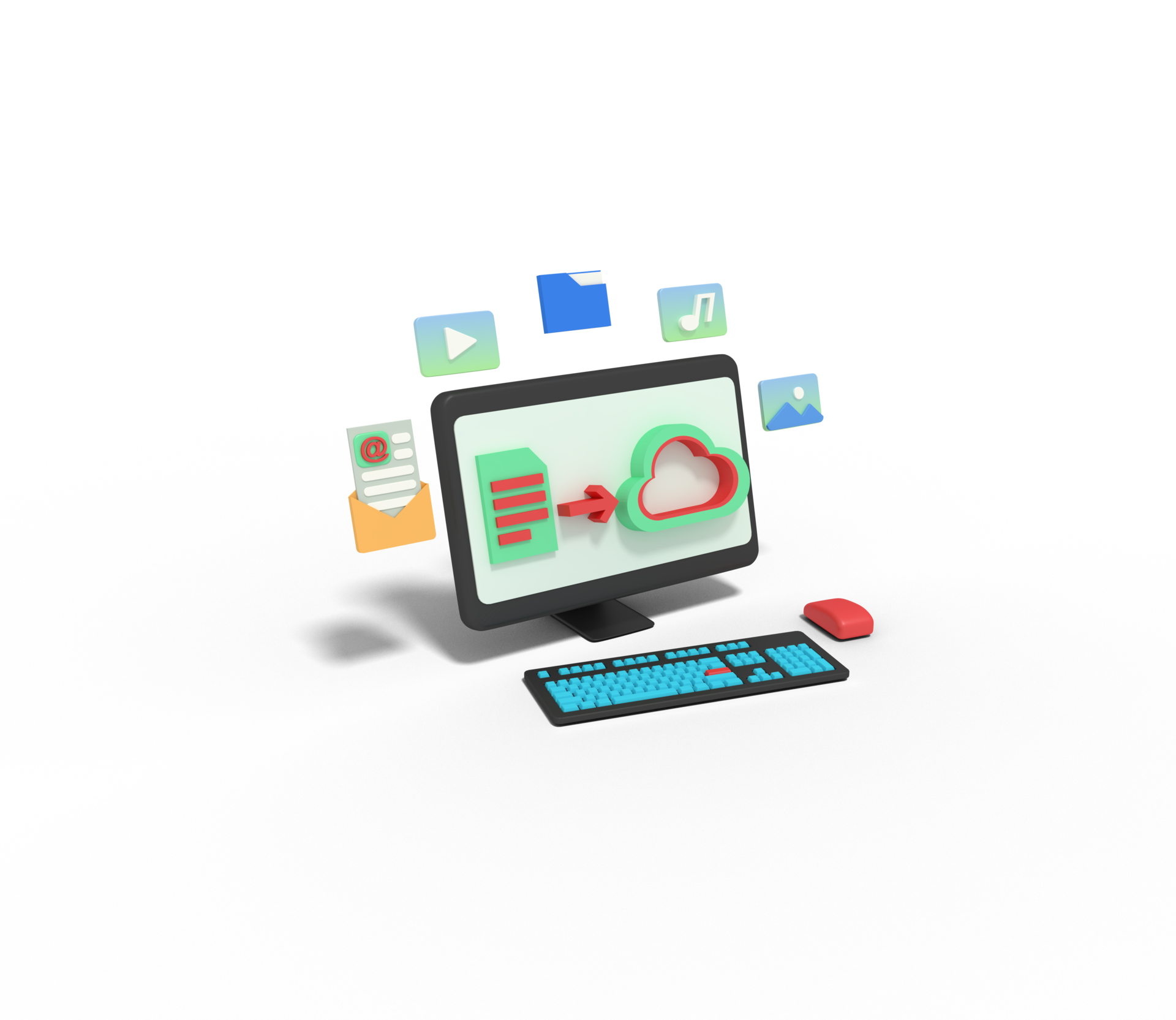 3d illustration of email in cloud storage computer 10987400 PNG