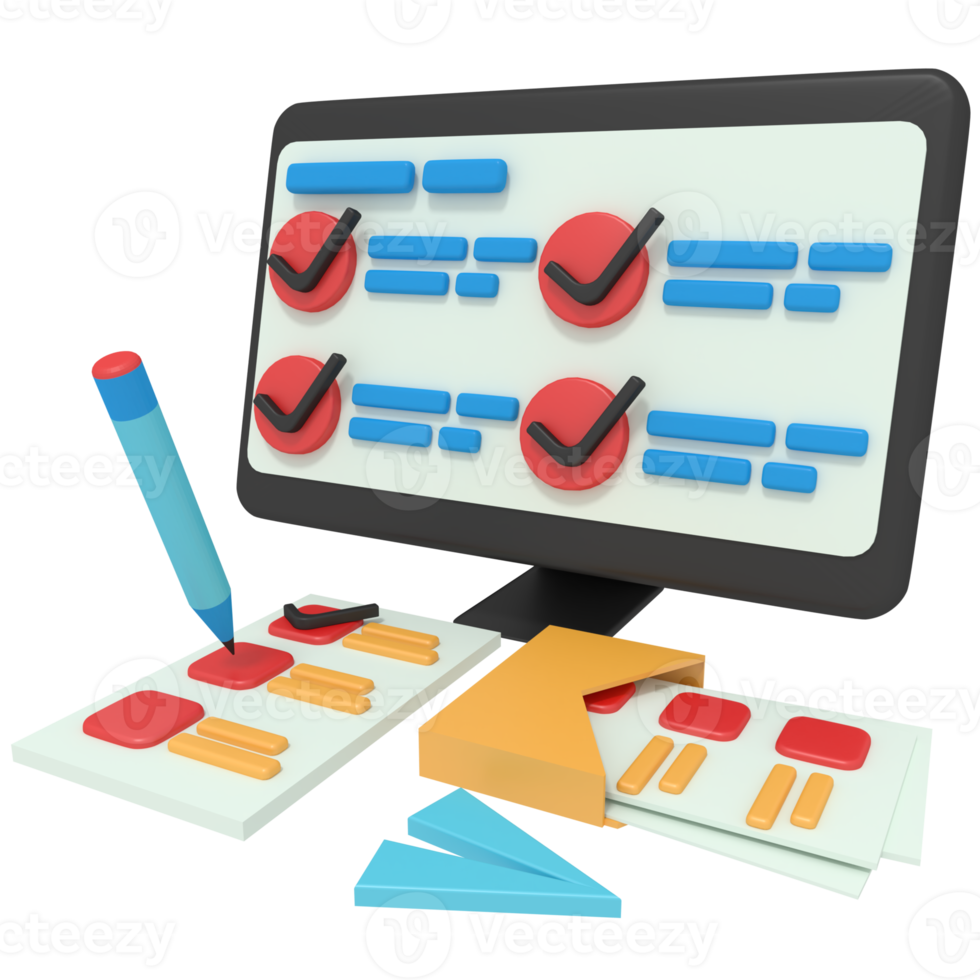 Modelagem 3D do aplicativo de pesquisa de lista de verificação png