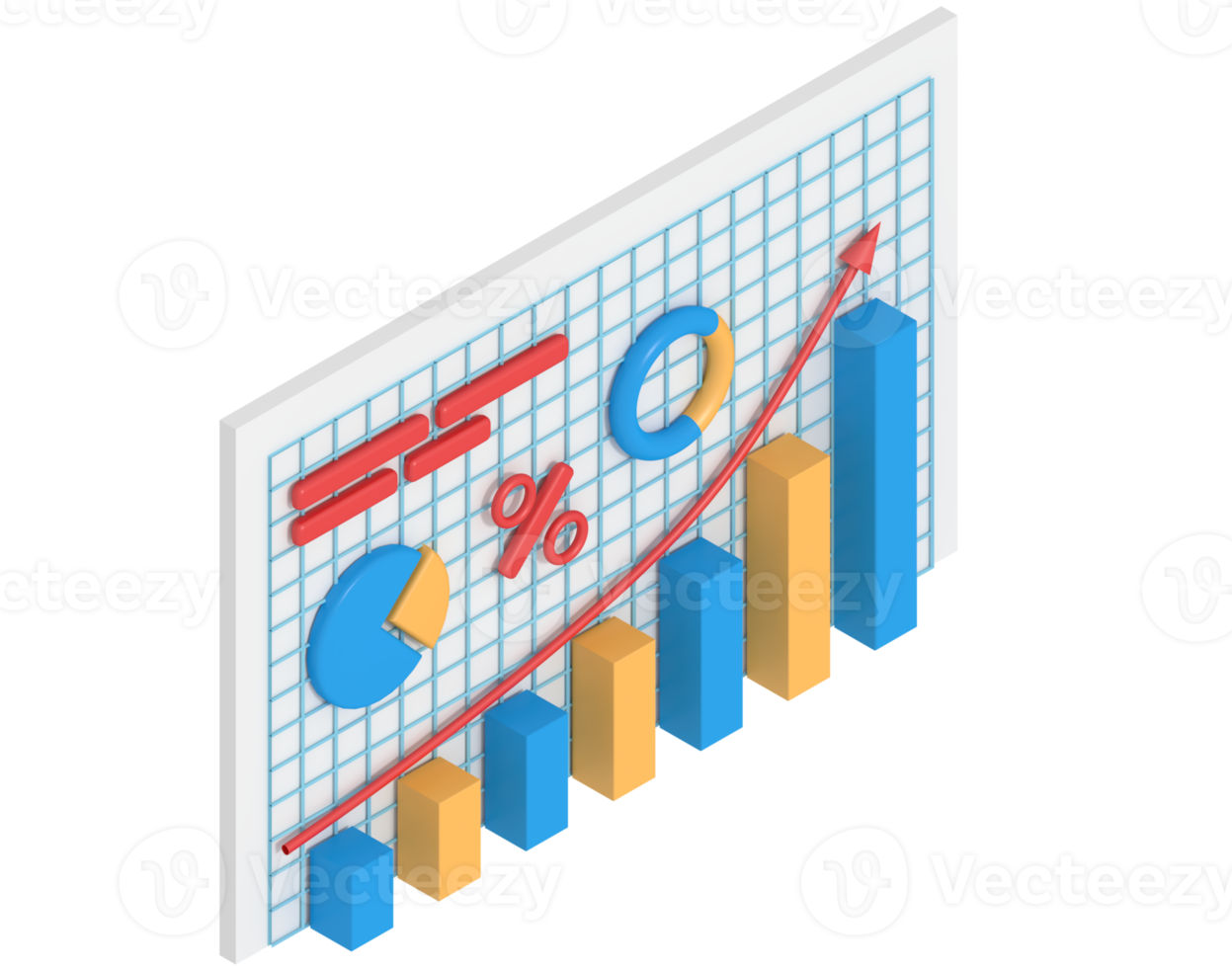 3d illustrazione di attività commerciale crescita analisi png