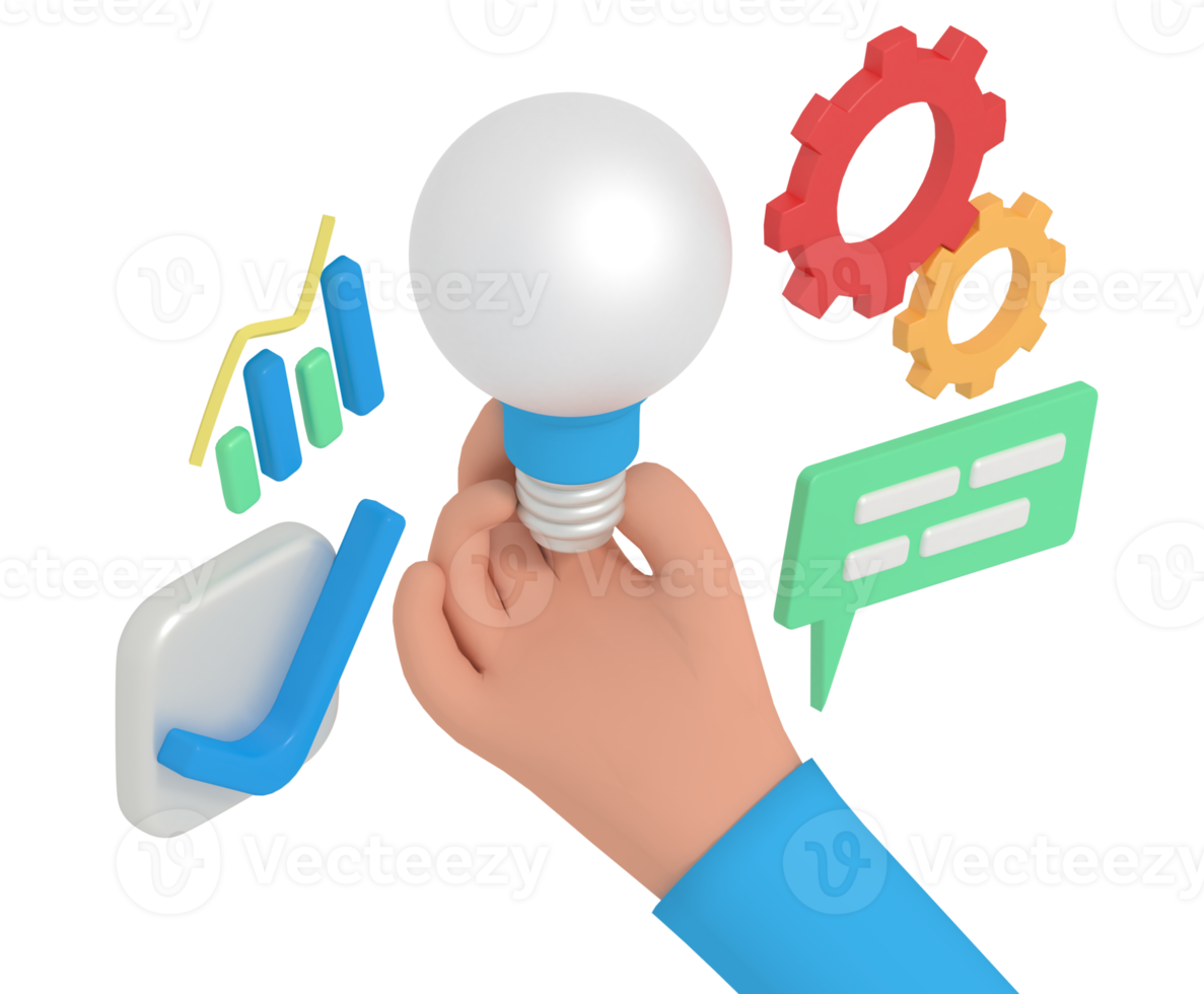 3d illustration of business idea in hand png