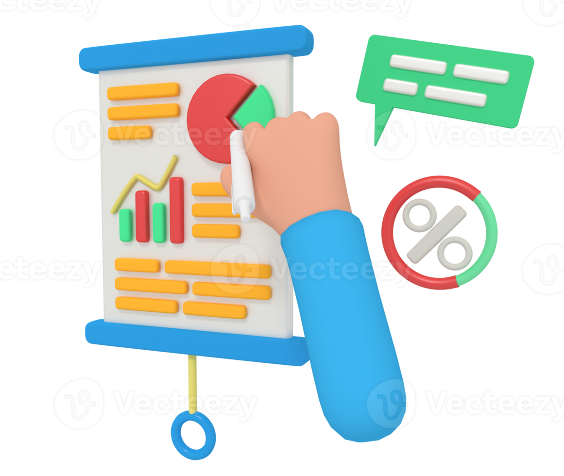 3d illustrazione attività commerciale rapporto presentazione png