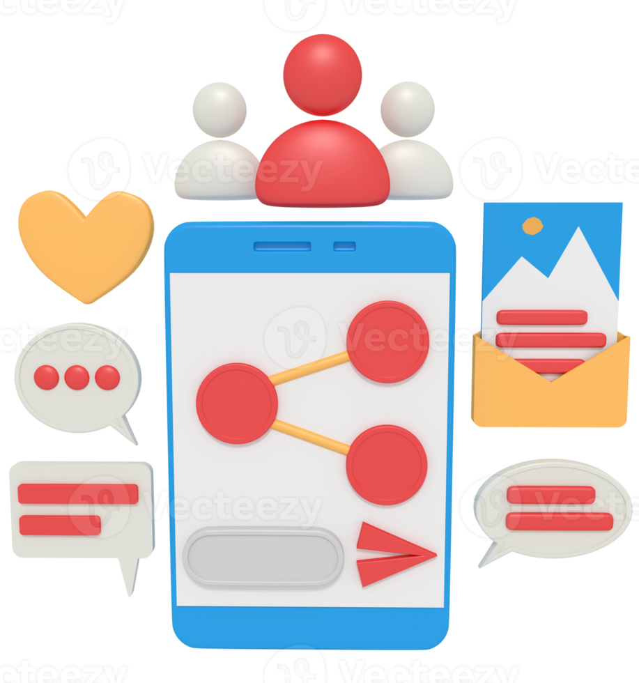 3d illustration of share article in social media png
