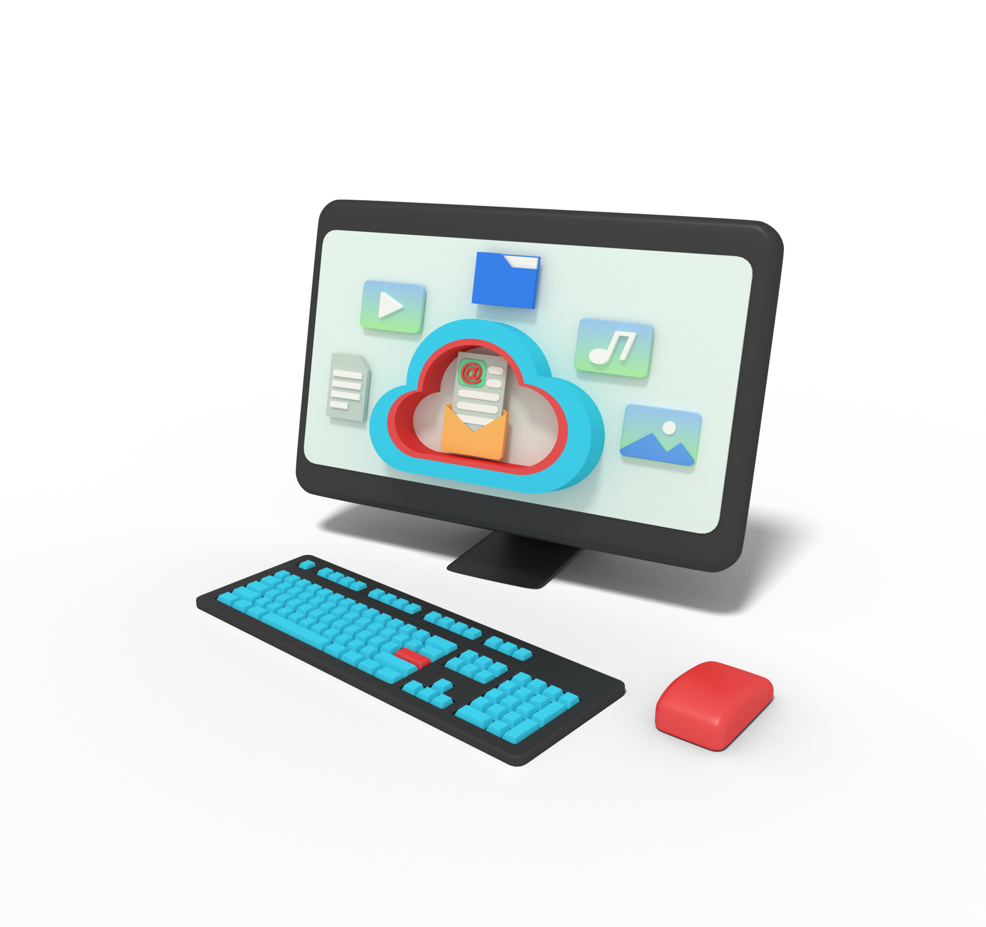 3d illustration of email in cloud storage computer 10987417 PNG