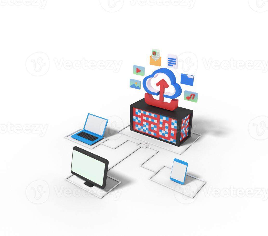 3d illustration of Cloud Data Upload png