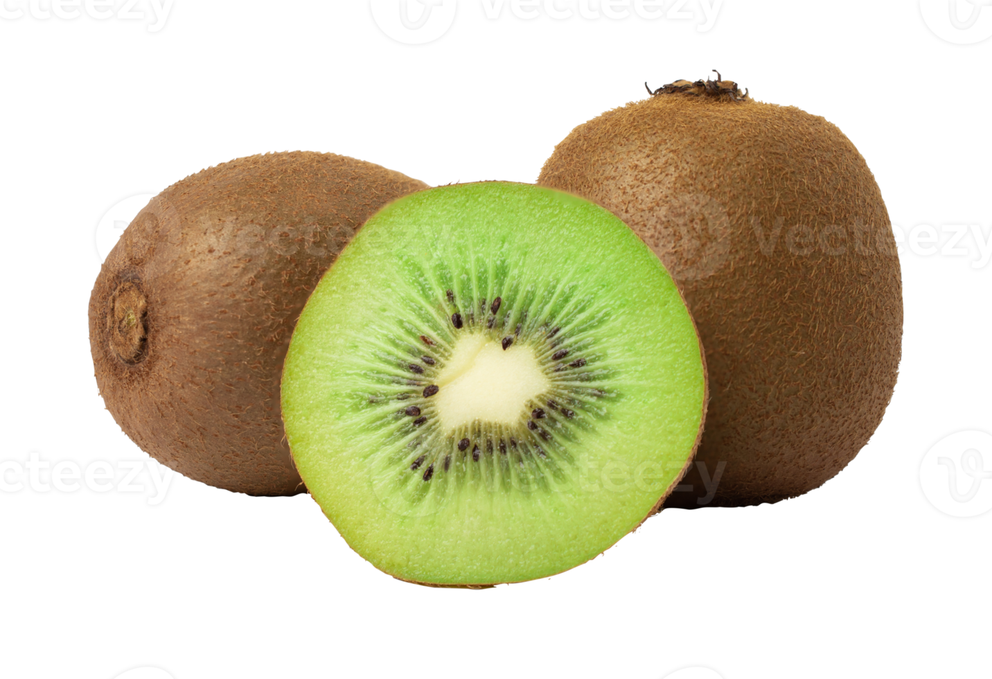 Half of ripe green kiwi isolated on white background. with clipping path png