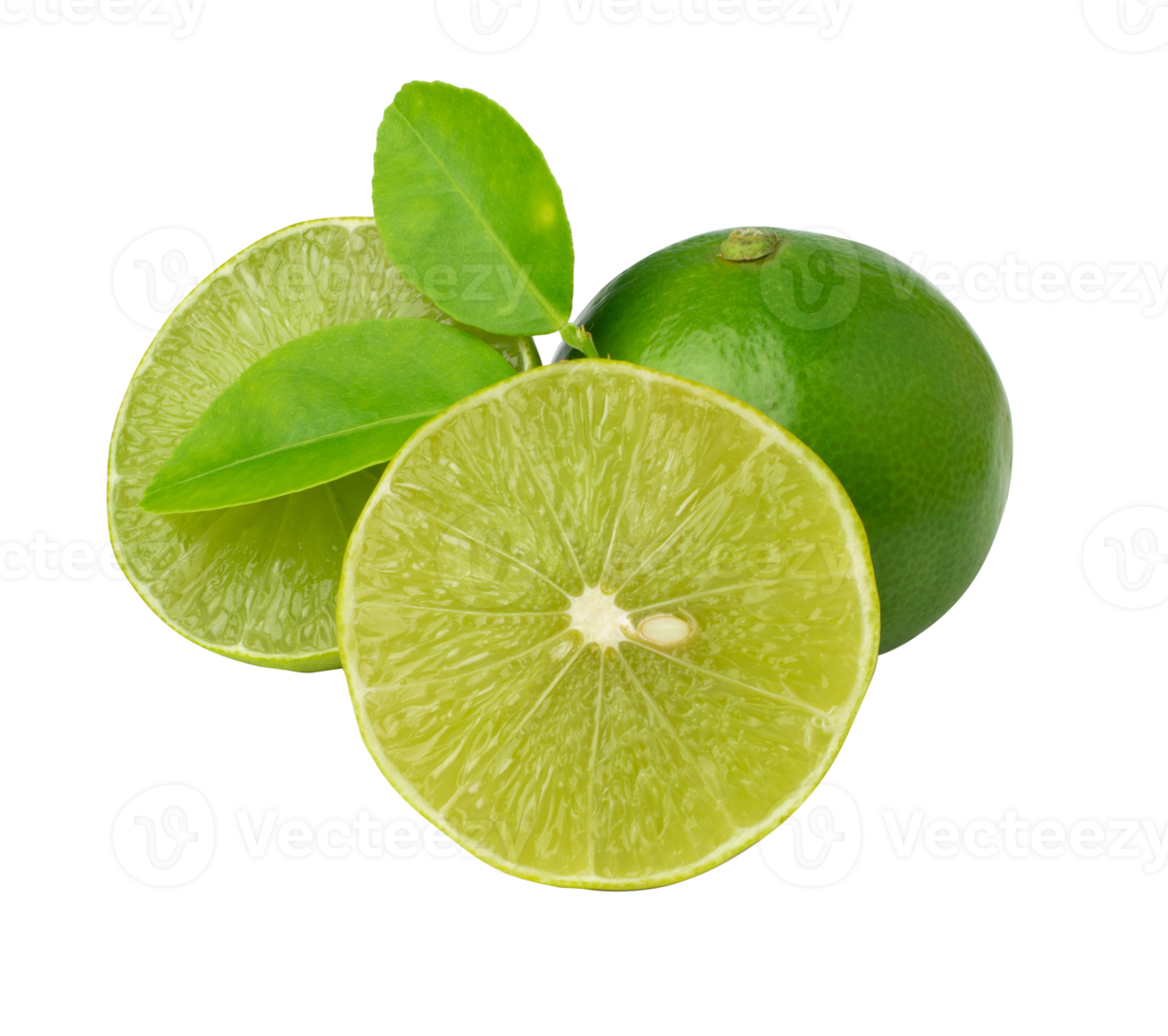 limes isolated on the white background. with clipping path png