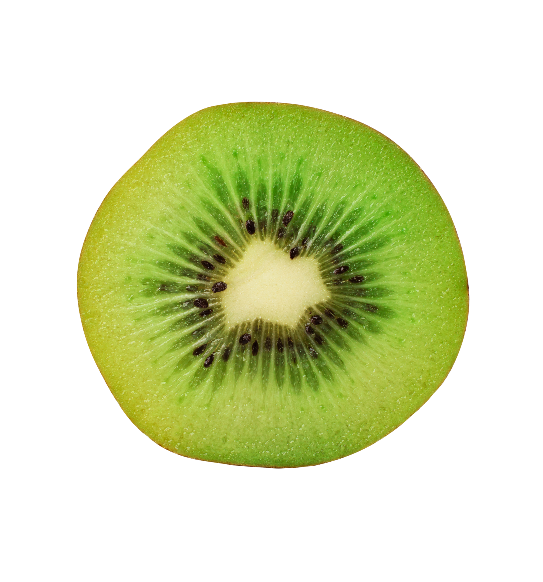 Half of ripe green kiwi isolated on white background. with