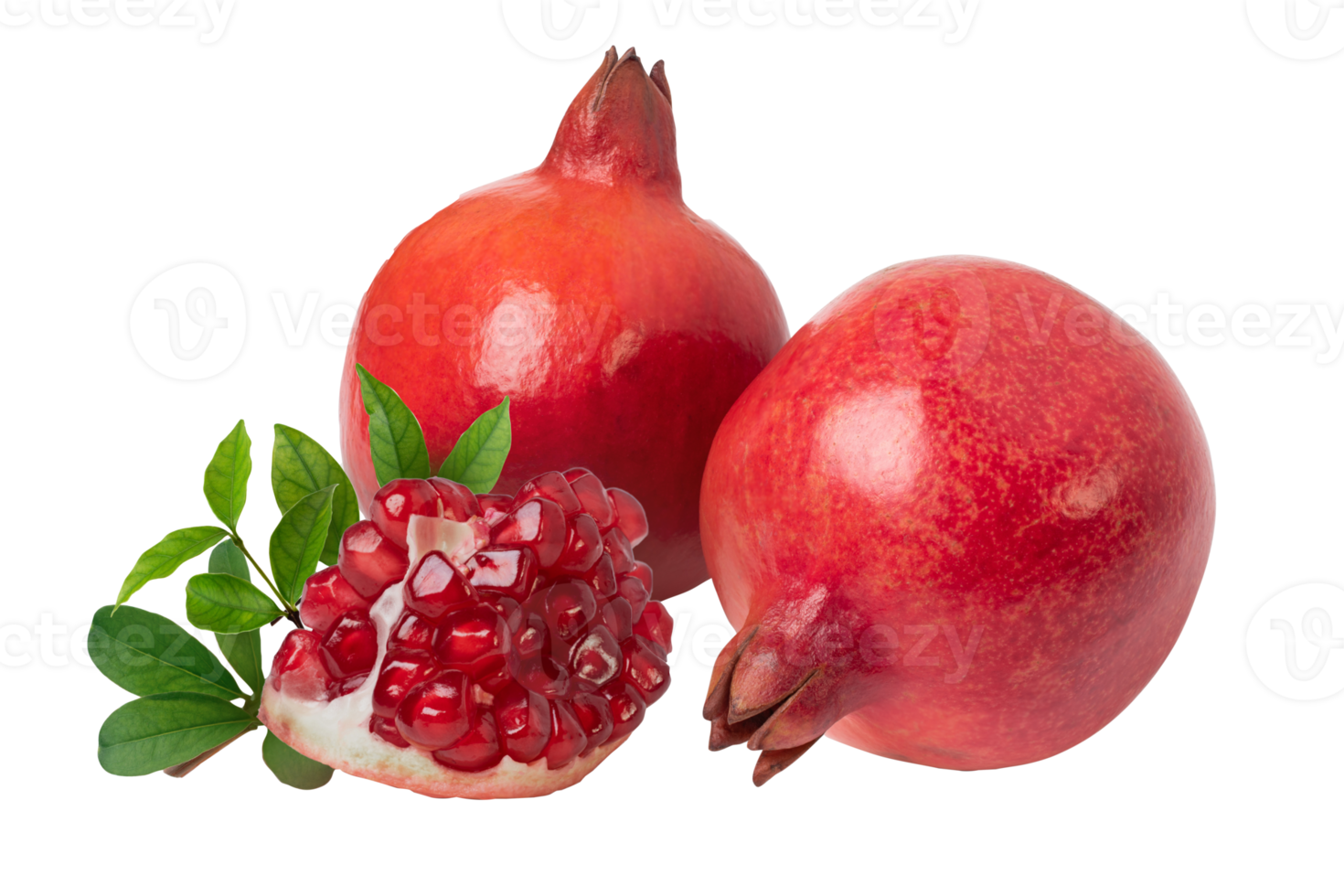 Fresh india pomegranate  isolated on the white background with clipping path. png