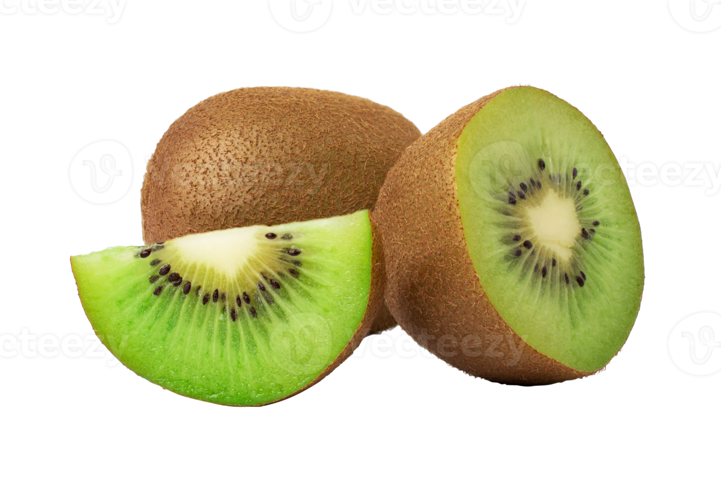 Half of ripe green kiwi isolated on white background. with clipping path png