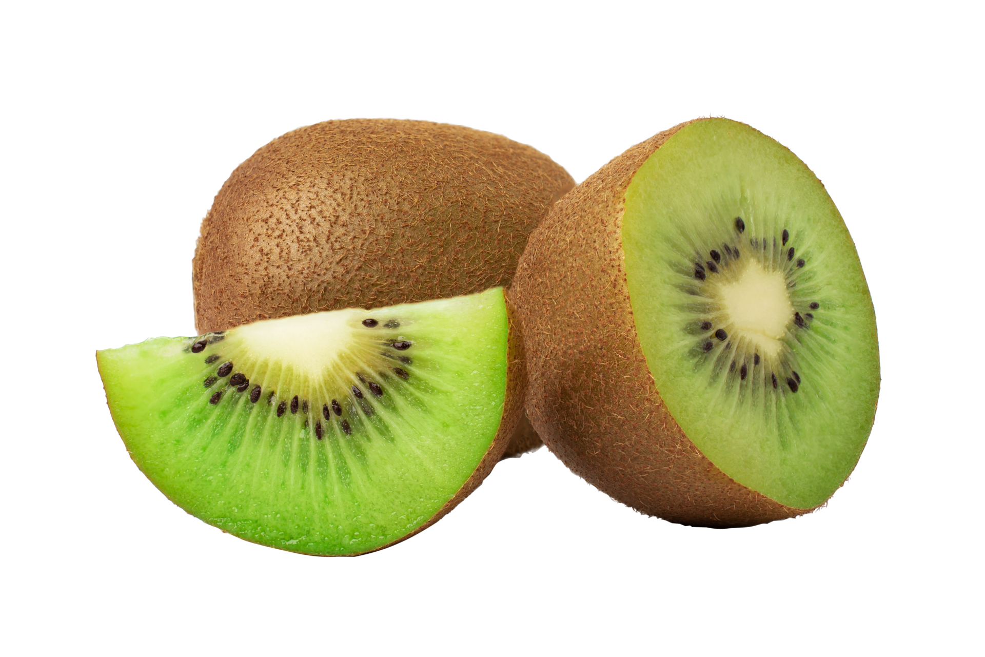 Half of ripe green kiwi isolated on white background. with clipping ...