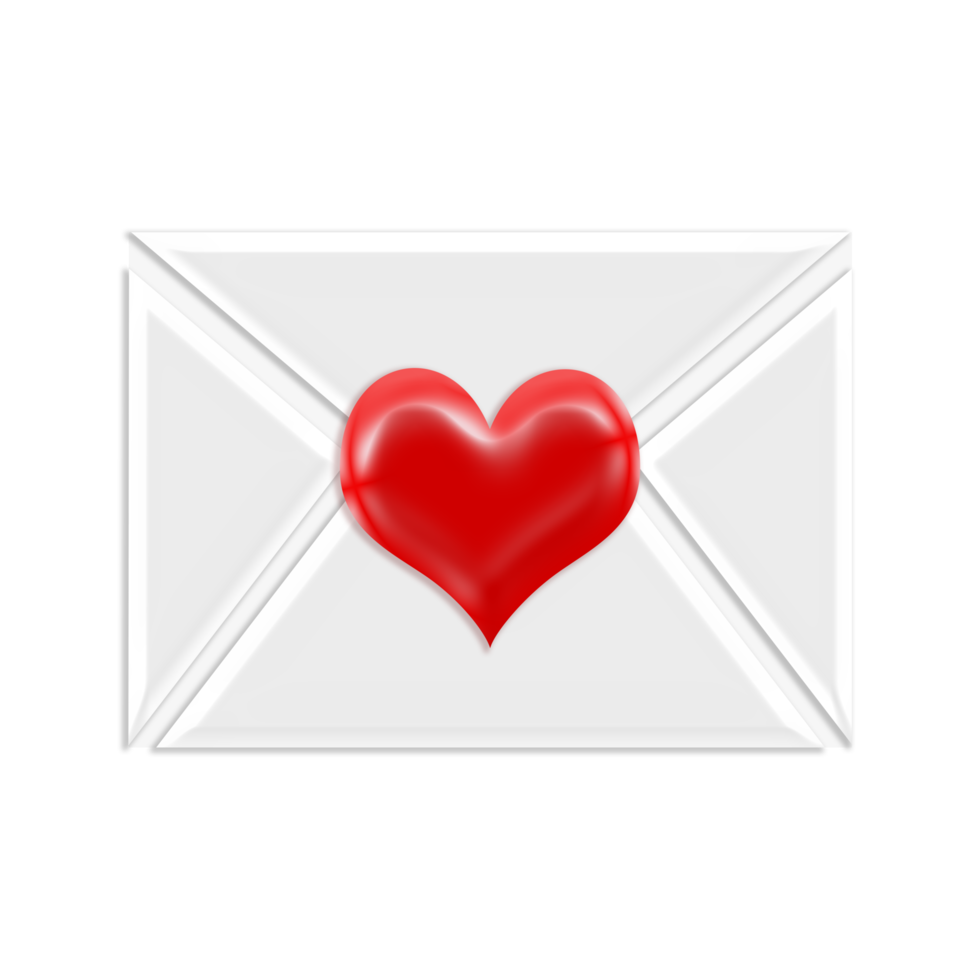 lettre d'amour message forme d'illustration 3d png