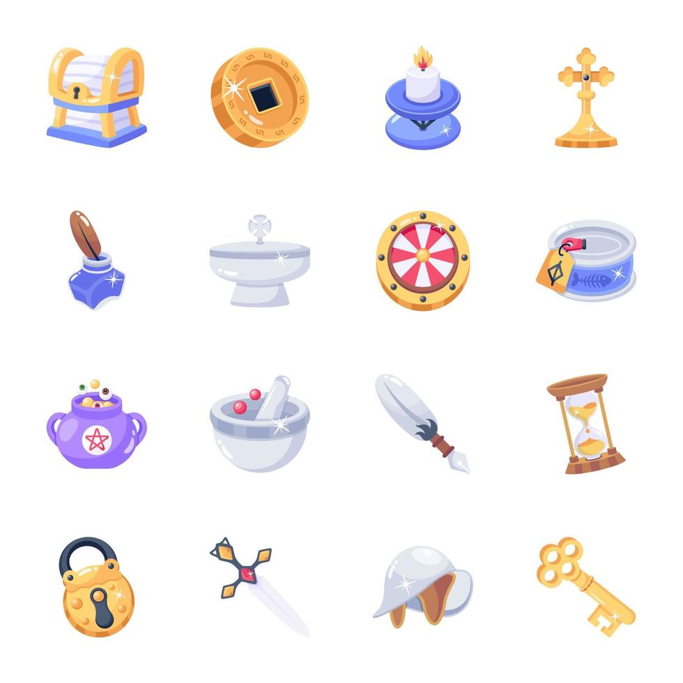 Pack of Medieval Flat Icons vector