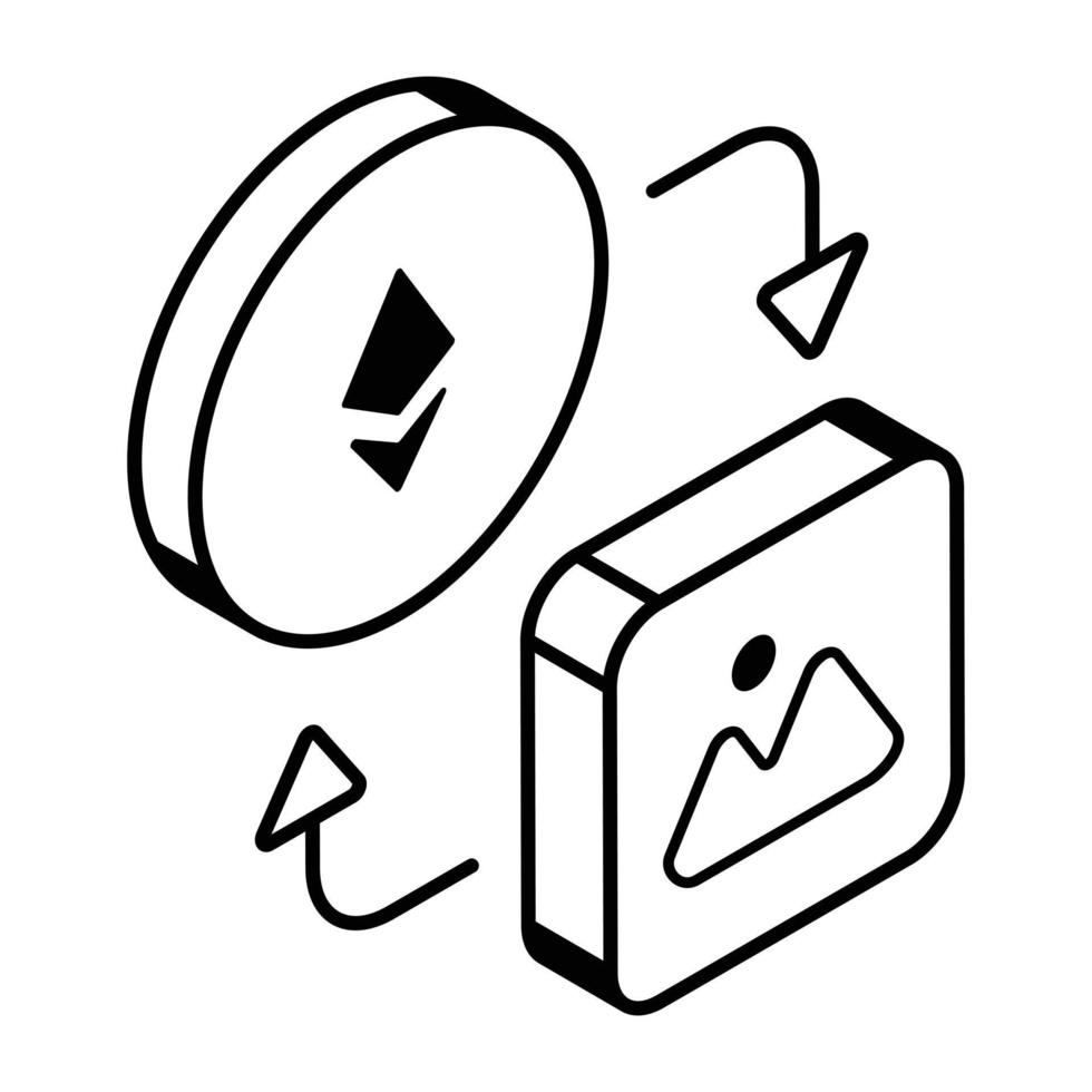 An icon denoting the concept of non fungible exchange token vector