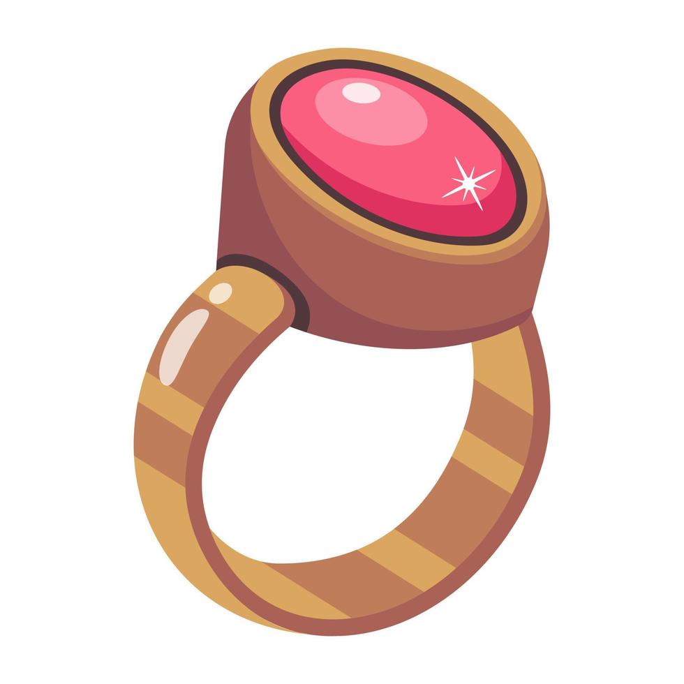 un icono moderno plano de anillo de piedra vector