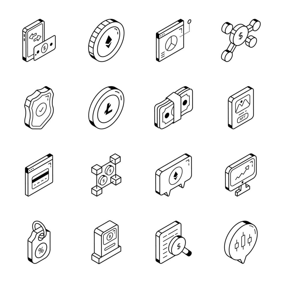 Modern Line Icons of Digital Finance and Banking vector