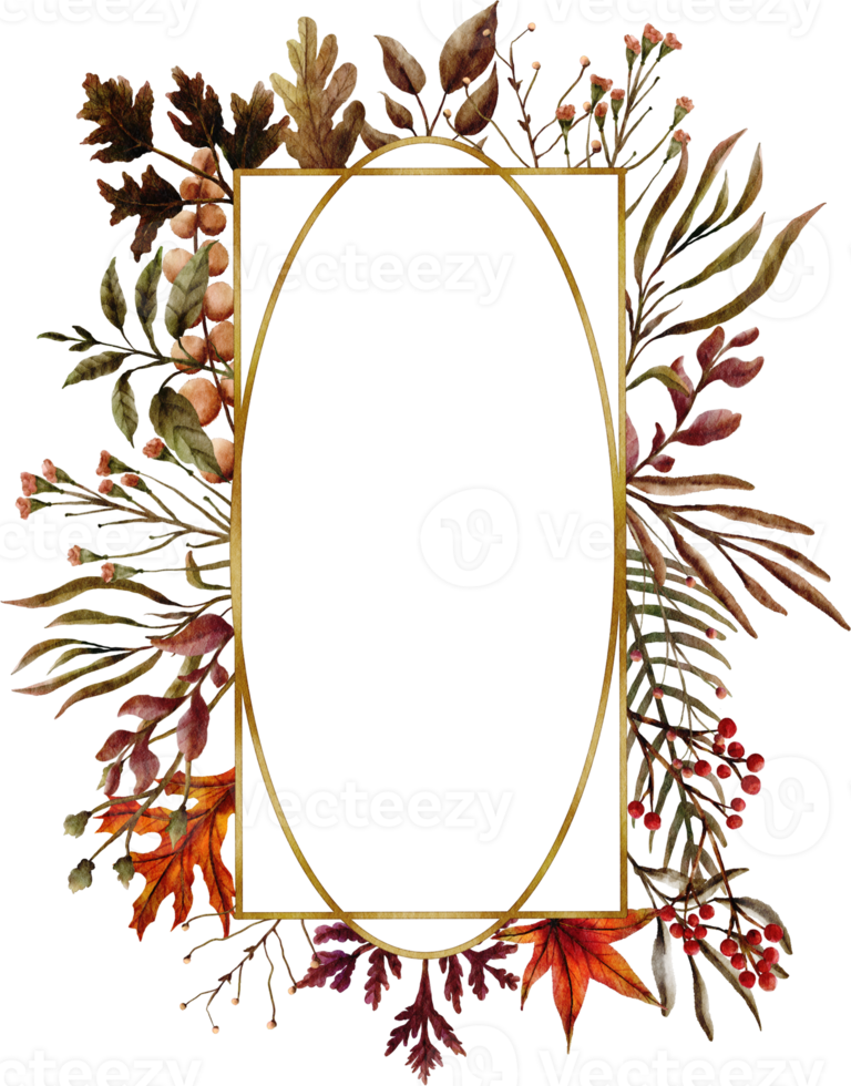 watercolor autumn frame clip art png