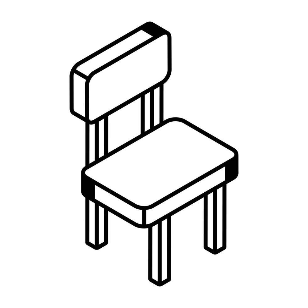 An isometric line icon of a chair vector