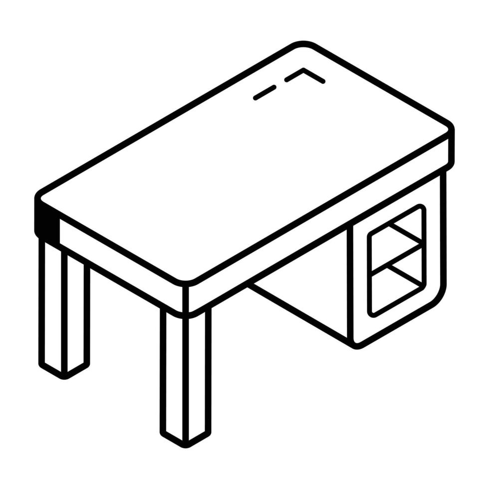 un icono de línea editable de mesa de estudio vector