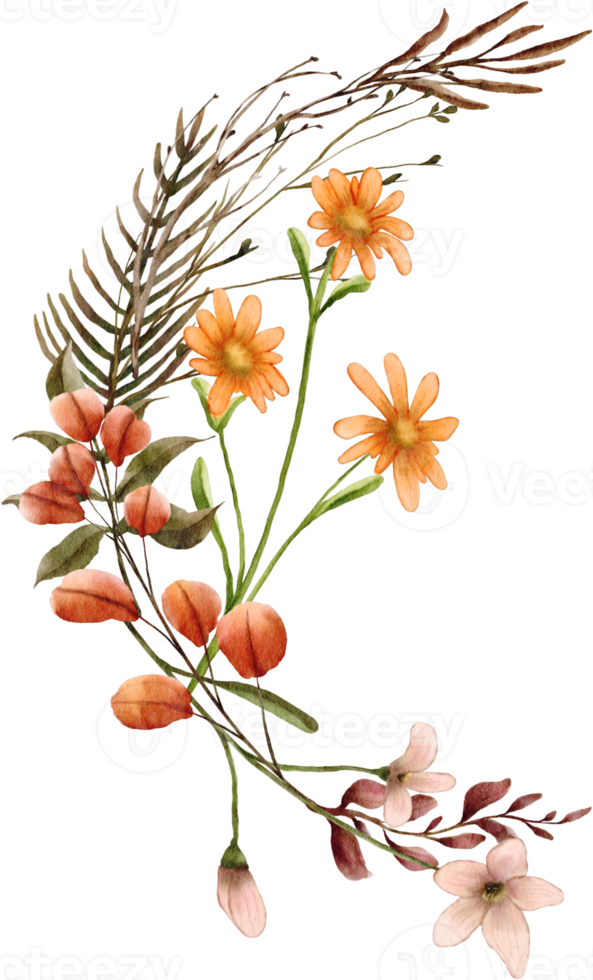 vattenfärg höst blomma png