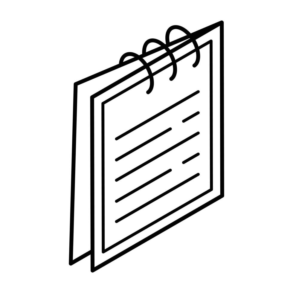 Book drawer in linear isometric icon vector