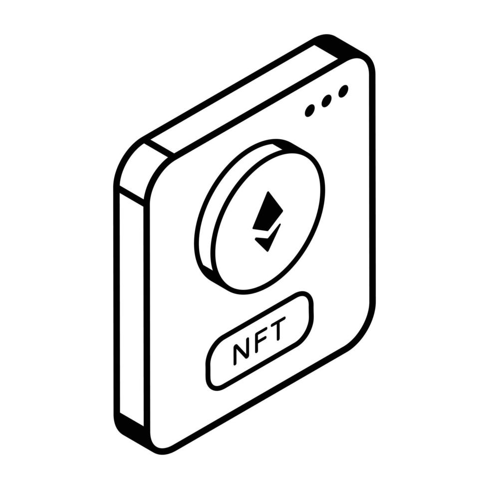 Trendy line isometric icon of online nft vector