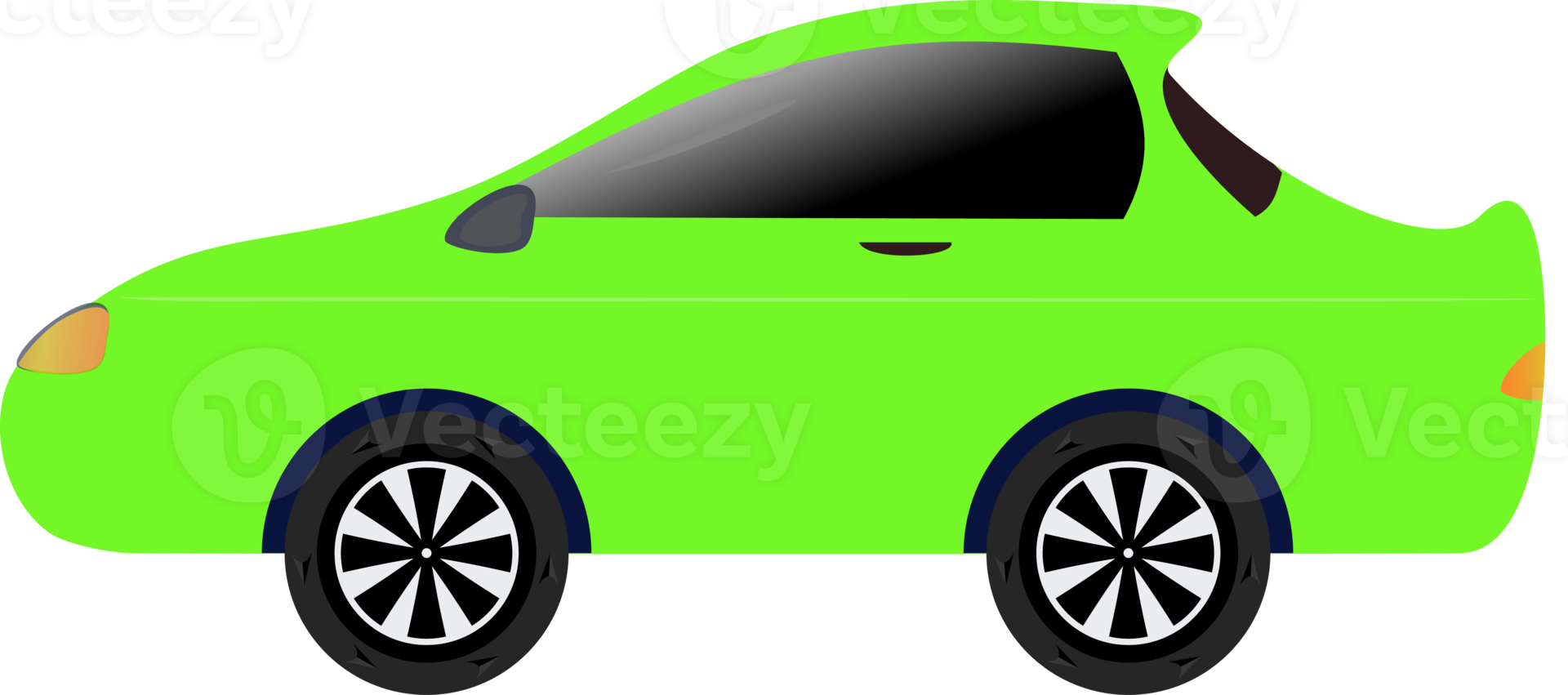 Model sport car bright green 4 wheel illustration graphic design png