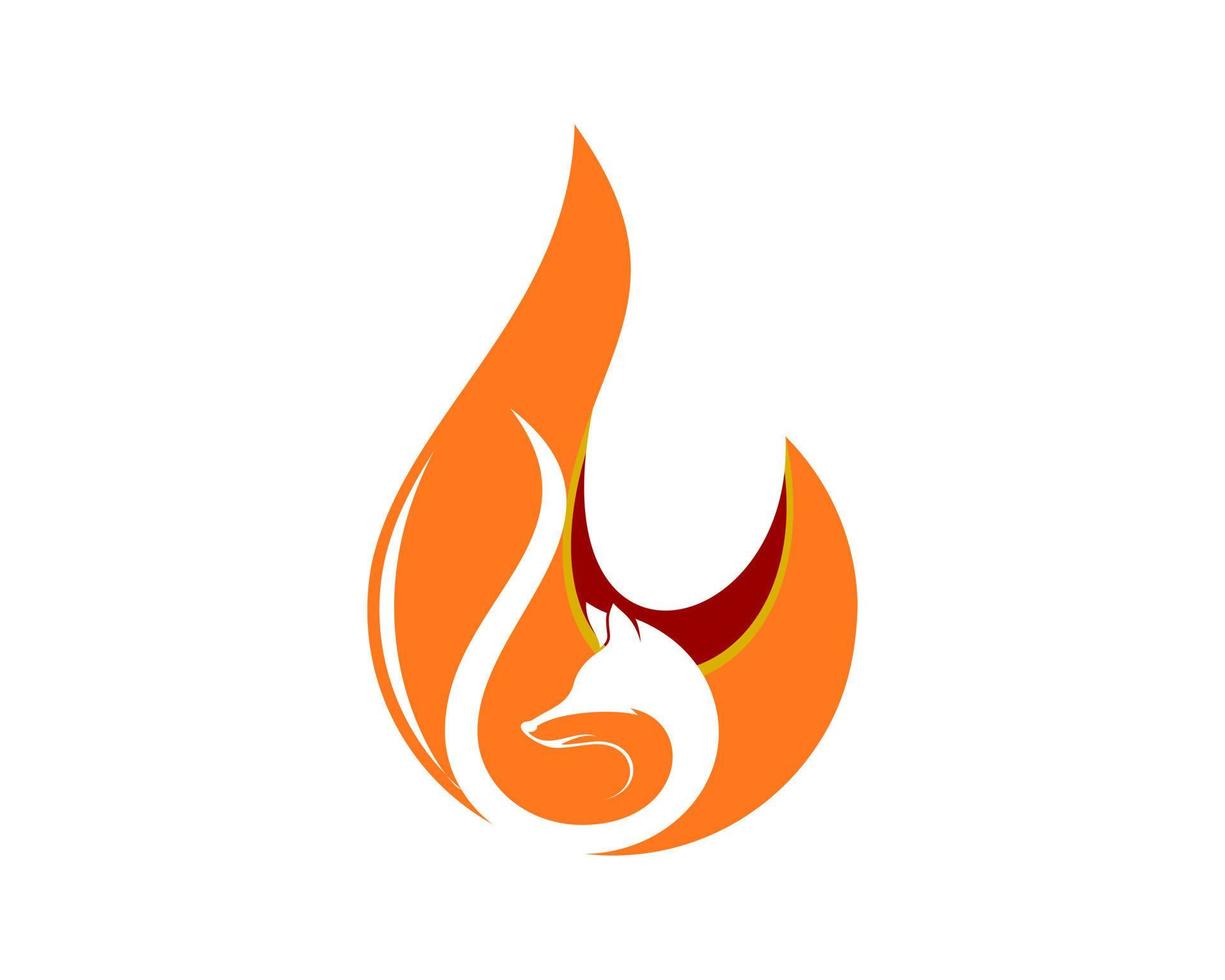 Fire with a white fox inside vector