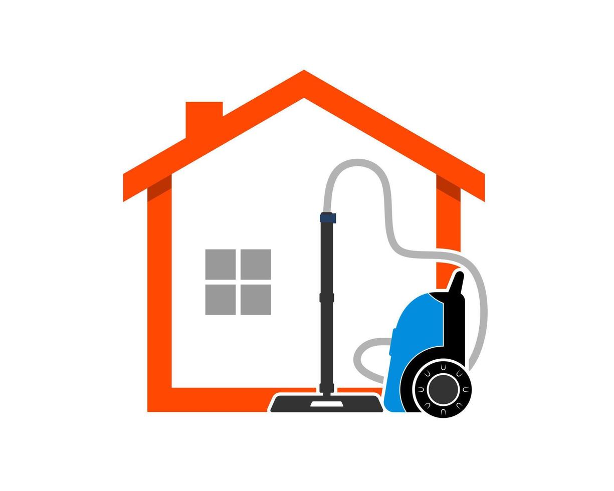 Home shape with vacuum cleaner vector