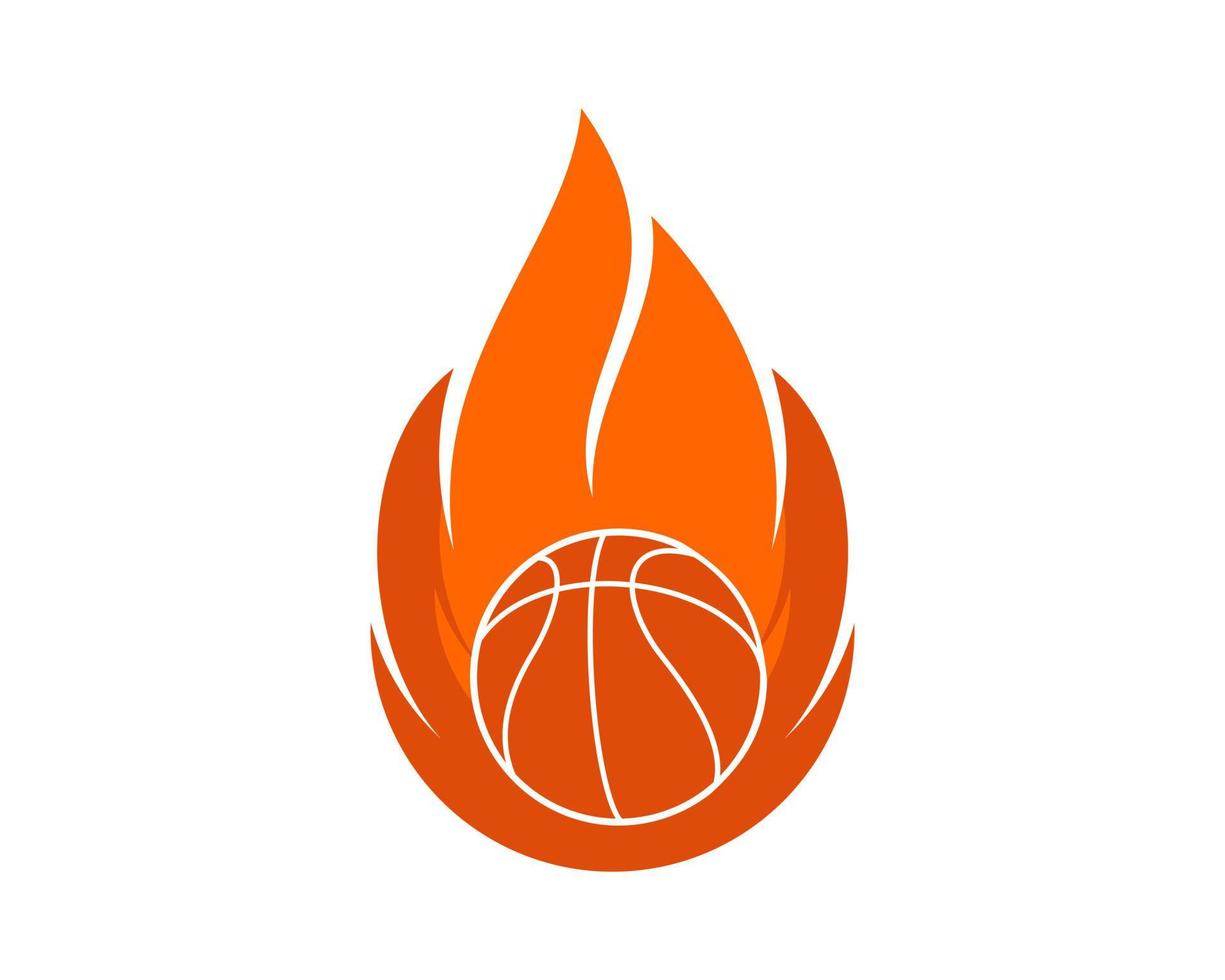 Fire with basket ball inside vector