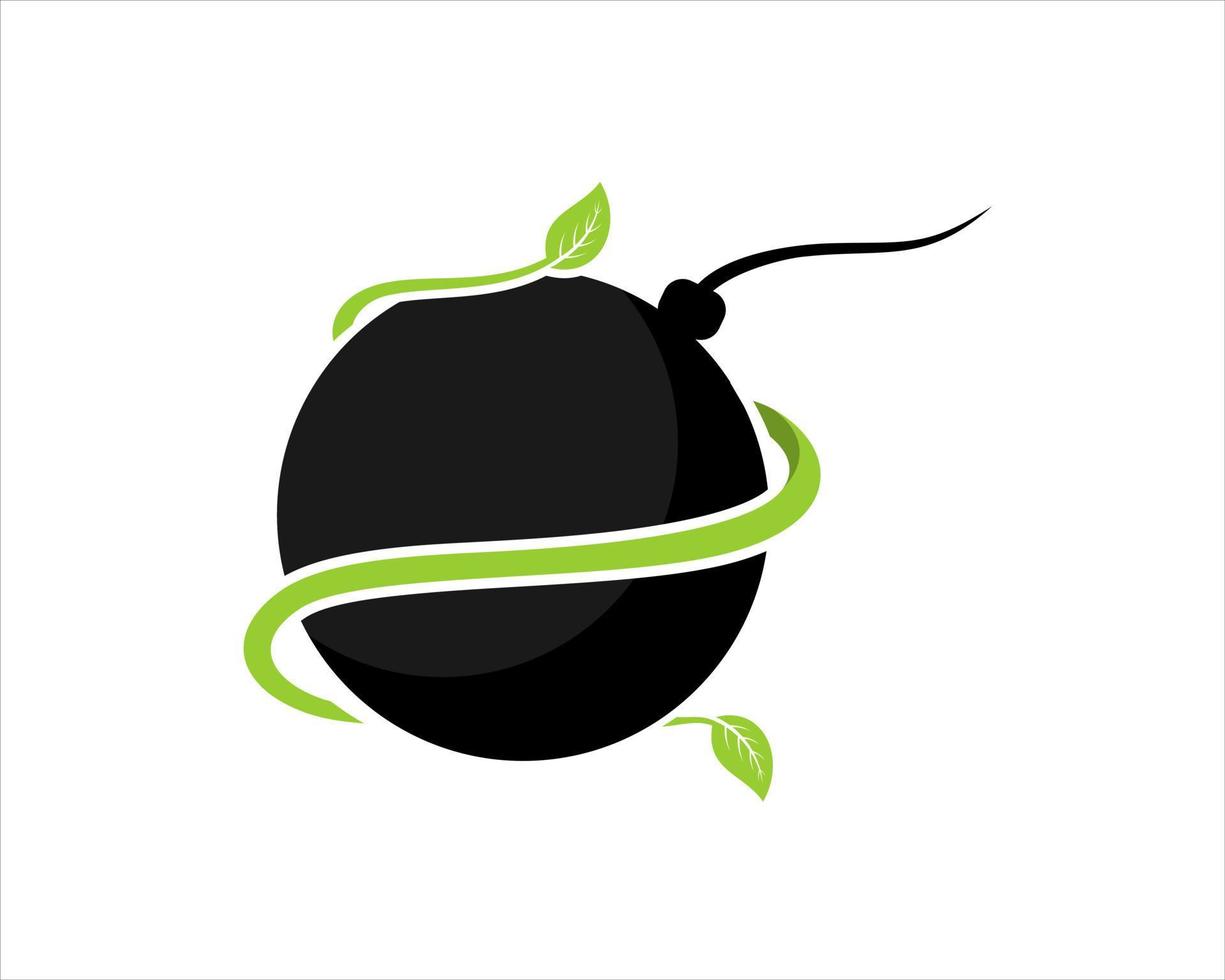 Bomb with leaves around it vector