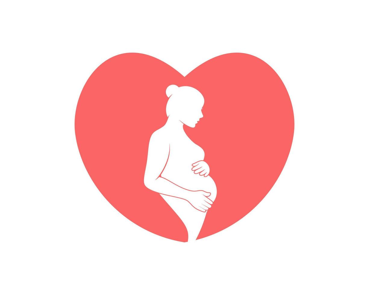 Love shape with mom pregnant inside vector
