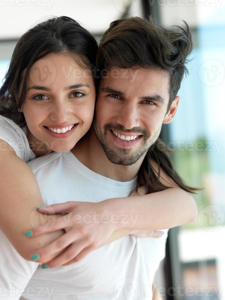 relaxed young couple at home photo