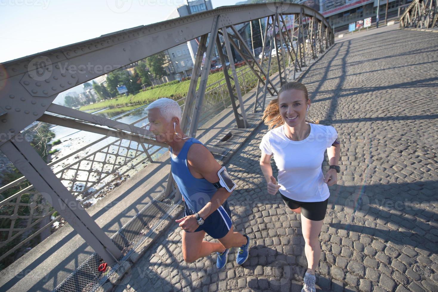 Couple jogging outside photo