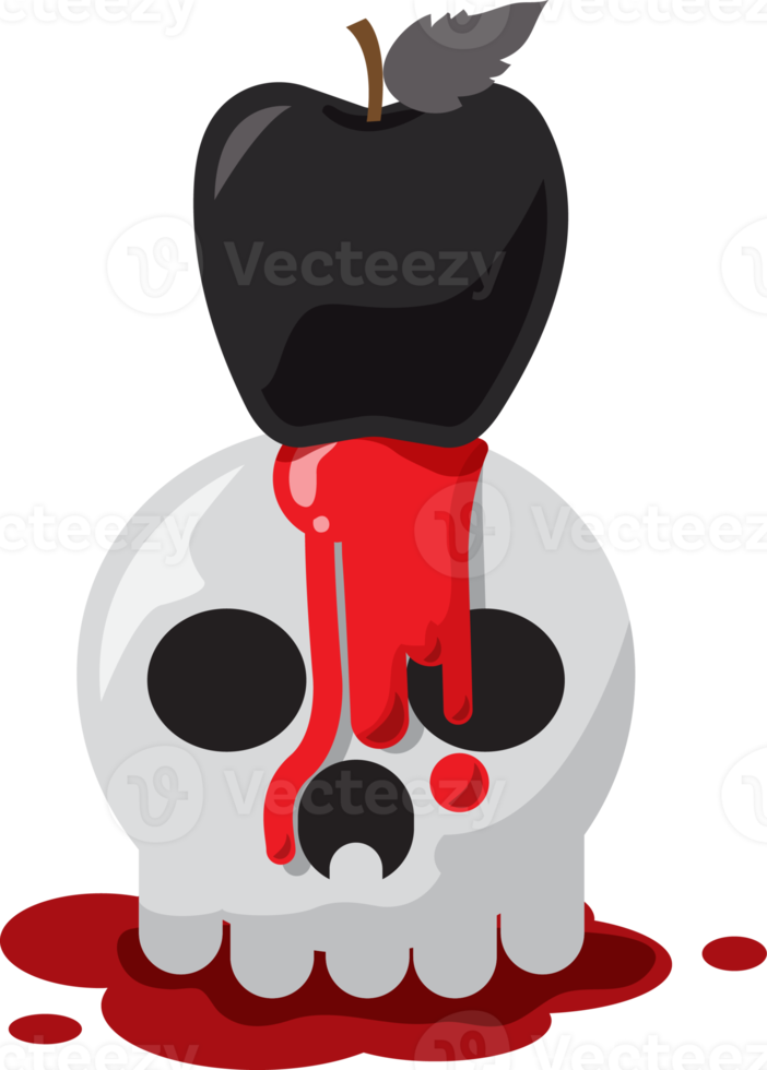 calavera de halloween con manzana venenosa png