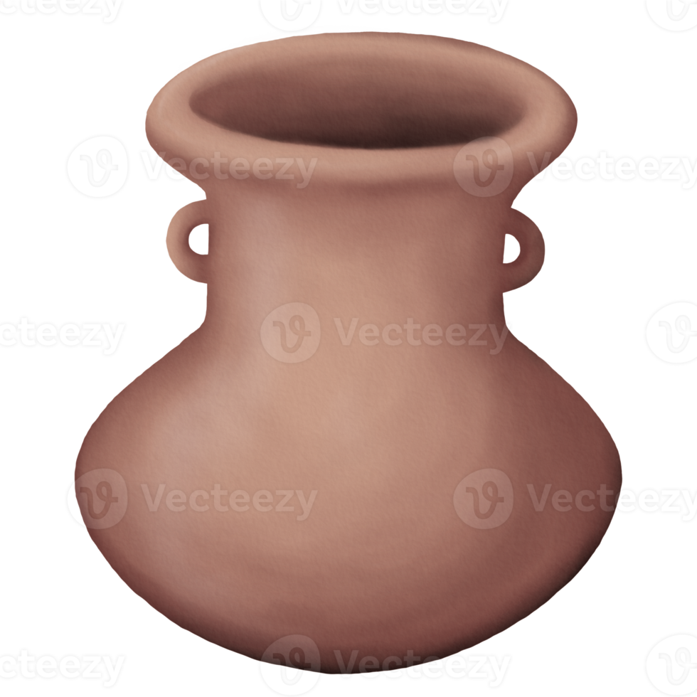 poterie en forme de maître avec illustration de petites oreilles dans des styles aquarelles png