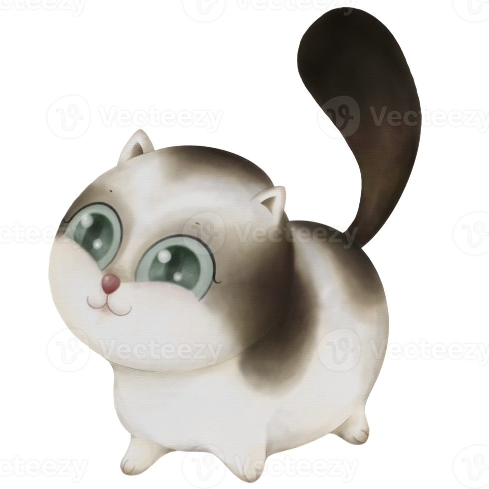 el personaje de dibujos animados de una adorable mascota es un lindo puesto de gato persa en una ilustración de estilo acuarela png